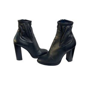 Vince Odelia Booties Heels Ankle Boots Black Leather Made in Italy Women's 6.5